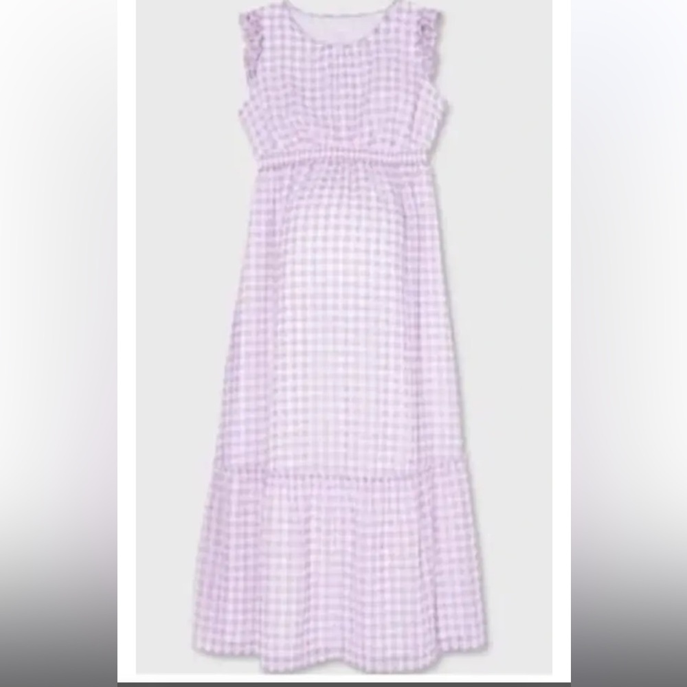 Women Dress Isabel Maternity Color purple gingham spring maxi